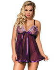 SUBBLIME - BABYDOLL CON FIOCCO E DETTAGLI LUCIDI VIOLA S / M - SUBBLIME BABYDOLLS - Intimo per le occasioni speciali | The Game Lingerie