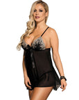 SUBBLIME - BABYDOLL NERO BEIGE LACCI FLOREALI S / M - SUBBLIME BABYDOLLS - Intimo per le occasioni speciali | The Game Lingerie