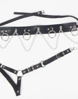 SUBBLIME - PETTORINA CINTURA E REGGETTIERE CON ANELLI E CATENA DETTAGLIO TAGLIA UNICA - SUBBLIME FETISH - Intimo per le occasioni speciali | The Game Lingerie