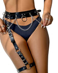 SUBBLIME - PETTORINA CINTURA E REGGETTIERE CON ANELLI E CATENA DETTAGLIO TAGLIA UNICA - SUBBLIME FETISH - Intimo per le occasioni speciali | The Game Lingerie