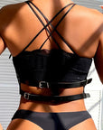 SUBBLIME - PETTORINA CON ANELLO IN PELLE NERA TAGLIA UNICA - SUBBLIME FETISH - Intimo per le occasioni speciali | The Game Lingerie