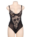 SUBBLIME - QUEEN PLUS PIZZO FLOREALE E TEDDY NERO CON FRANGE - SUBBLIME QUEEN PLUS SIZE - Intimo per le occasioni speciali | The Game Lingerie