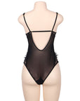 SUBBLIME - QUEEN PLUS PIZZO FLOREALE E TEDDY NERO CON FRANGE - SUBBLIME QUEEN PLUS SIZE - Intimo per le occasioni speciali | The Game Lingerie