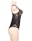 SUBBLIME - QUEEN PLUS PIZZO FLOREALE E TEDDY NERO CON FRANGE - SUBBLIME QUEEN PLUS SIZE - Intimo per le occasioni speciali | The Game Lingerie