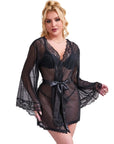 SUBBLIME - VESTAGLIA IN TESSUTO TRASPARENTE CON DETTAGLI IN PIZZO NERO S/M - SUBBLIME BABYDOLLS - Intimo per le occasioni speciali | The Game Lingerie