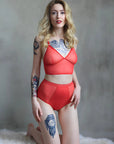 Top a triangolo in rete rossa - Flash You and Me - The Game Lingerie