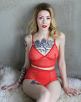 Top a triangolo in rete rossa - Flash You and Me - The Game Lingerie