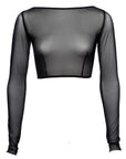 Top corto con scollo a barca e maniche lunghe nero - Flash You and Me - The Game Lingerie