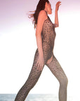 Tuta aperta in rete con motivo animalier - Talitha - Trasparenze - The Game Lingerie