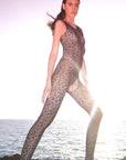 Tuta aperta in rete con motivo animalier - Talitha - Trasparenze - The Game Lingerie