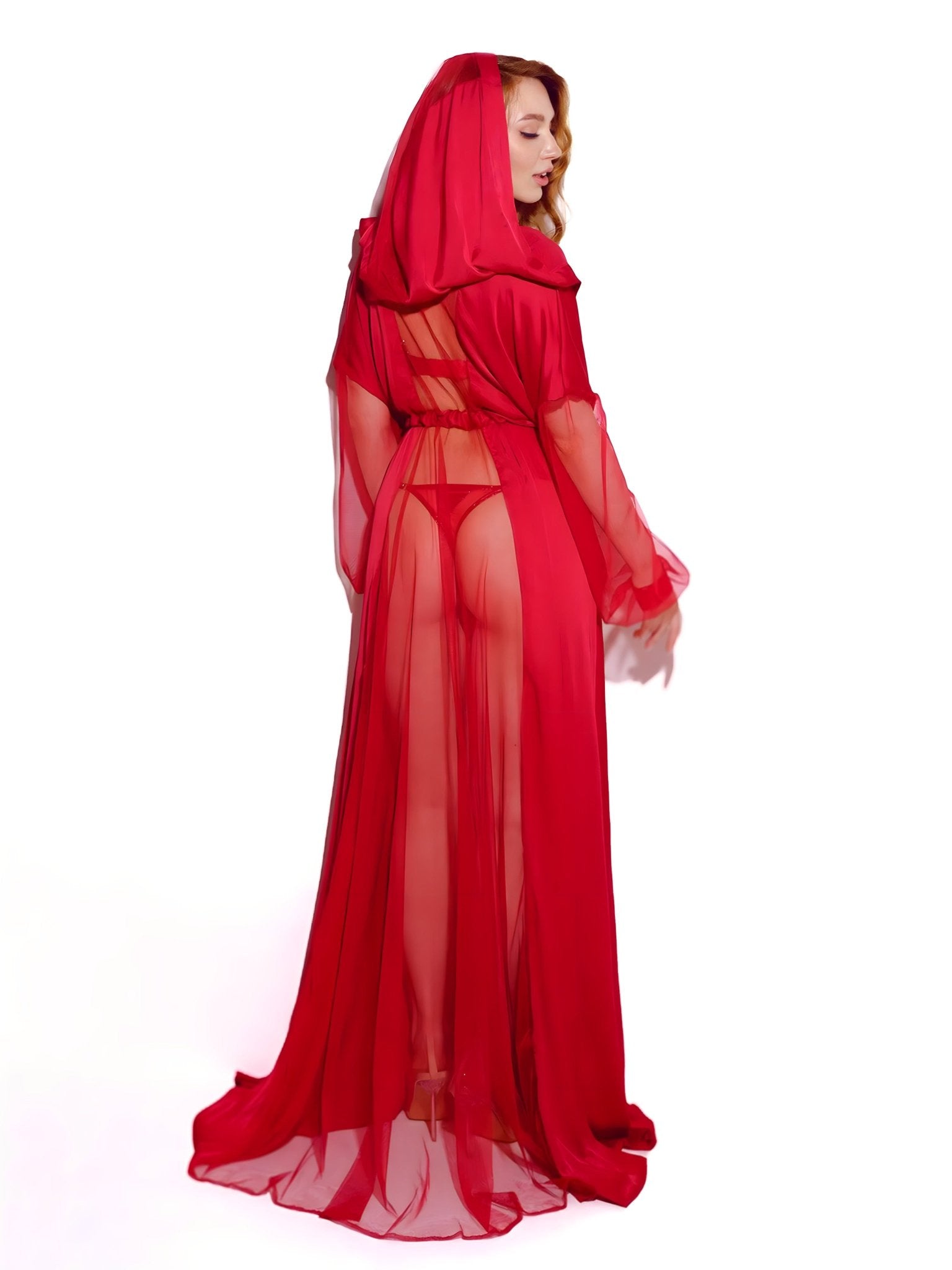 Veste nera o rossa lunga con cappuccio - BÆD STORIES - The Game Lingerie