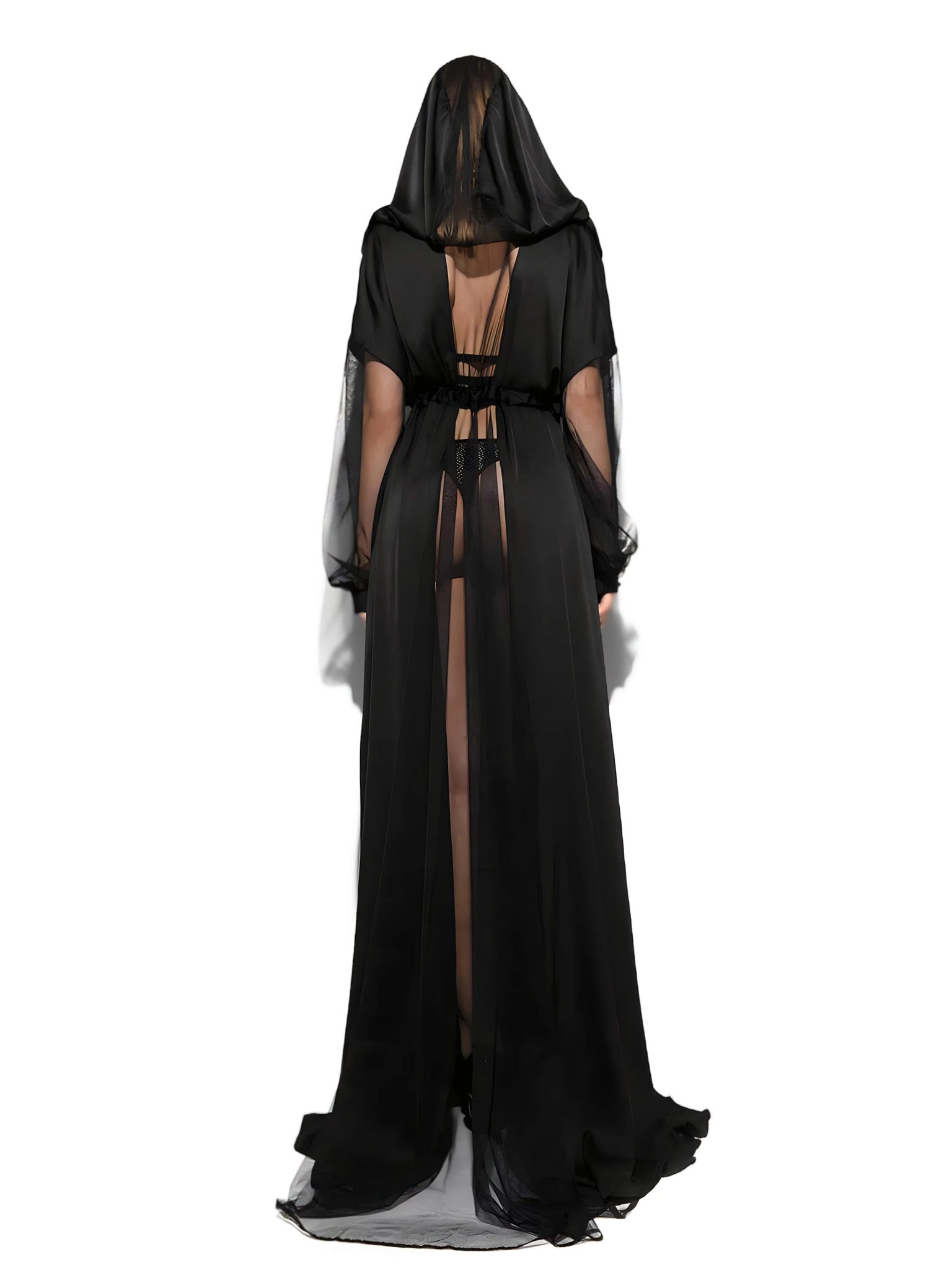 Veste nera o rossa lunga con cappuccio - BÆD STORIES - The Game Lingerie