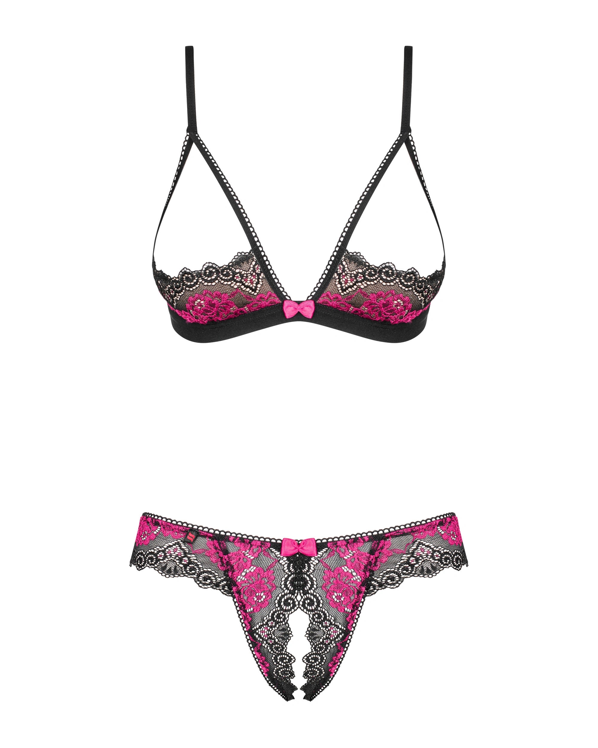 Completo Sexy in Pizzo con Reggiseno e Perizoma Aperti Tulia | Obsessive 147280