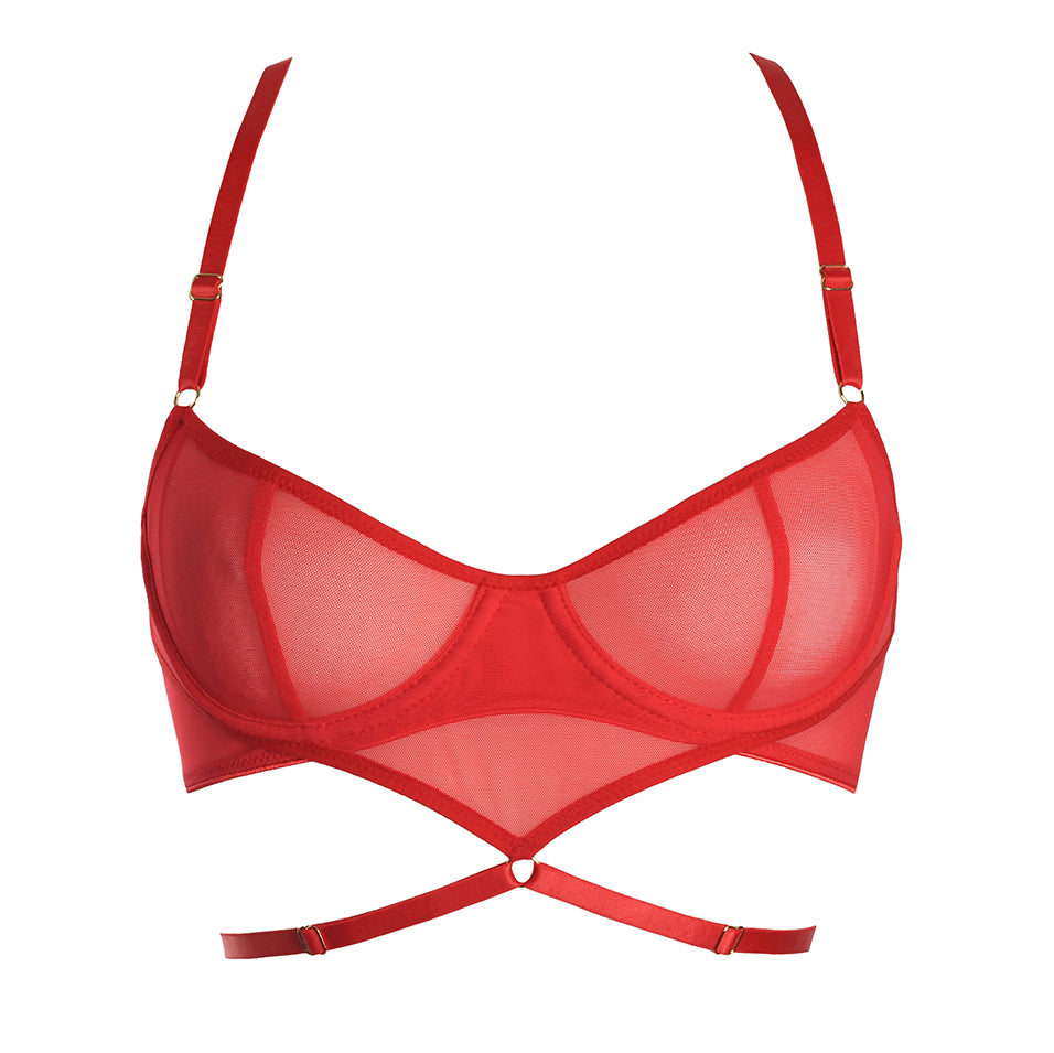 Reggiseno con ferretto in rete rossa con lacci - Flash You and Me - The Game Lingerie