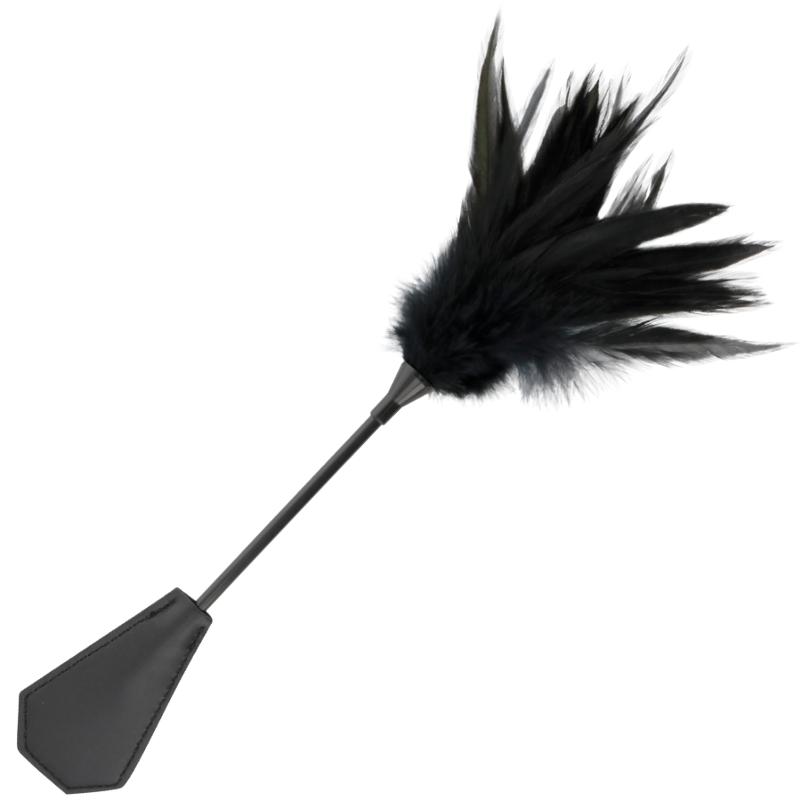Frustino Tickler due in uno con Piume Nere - Darkness | Accessorio Fetish e BDSM