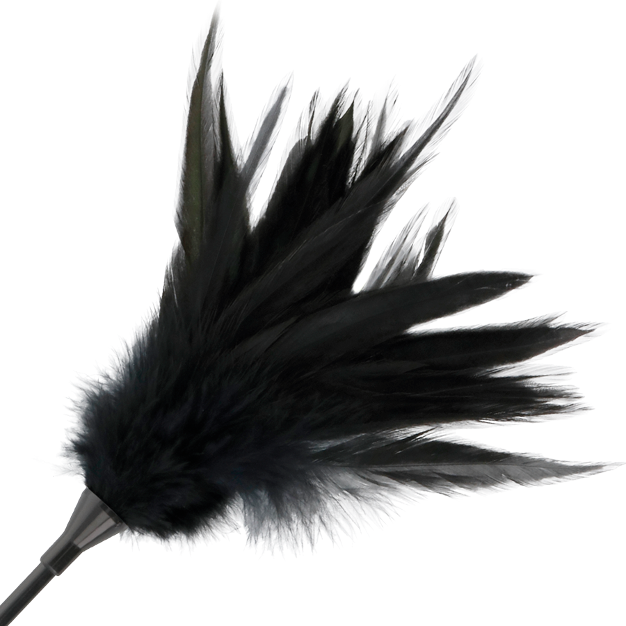 Frustino Tickler due in uno con Piume Nere - Darkness | Accessorio Fetish e BDSM