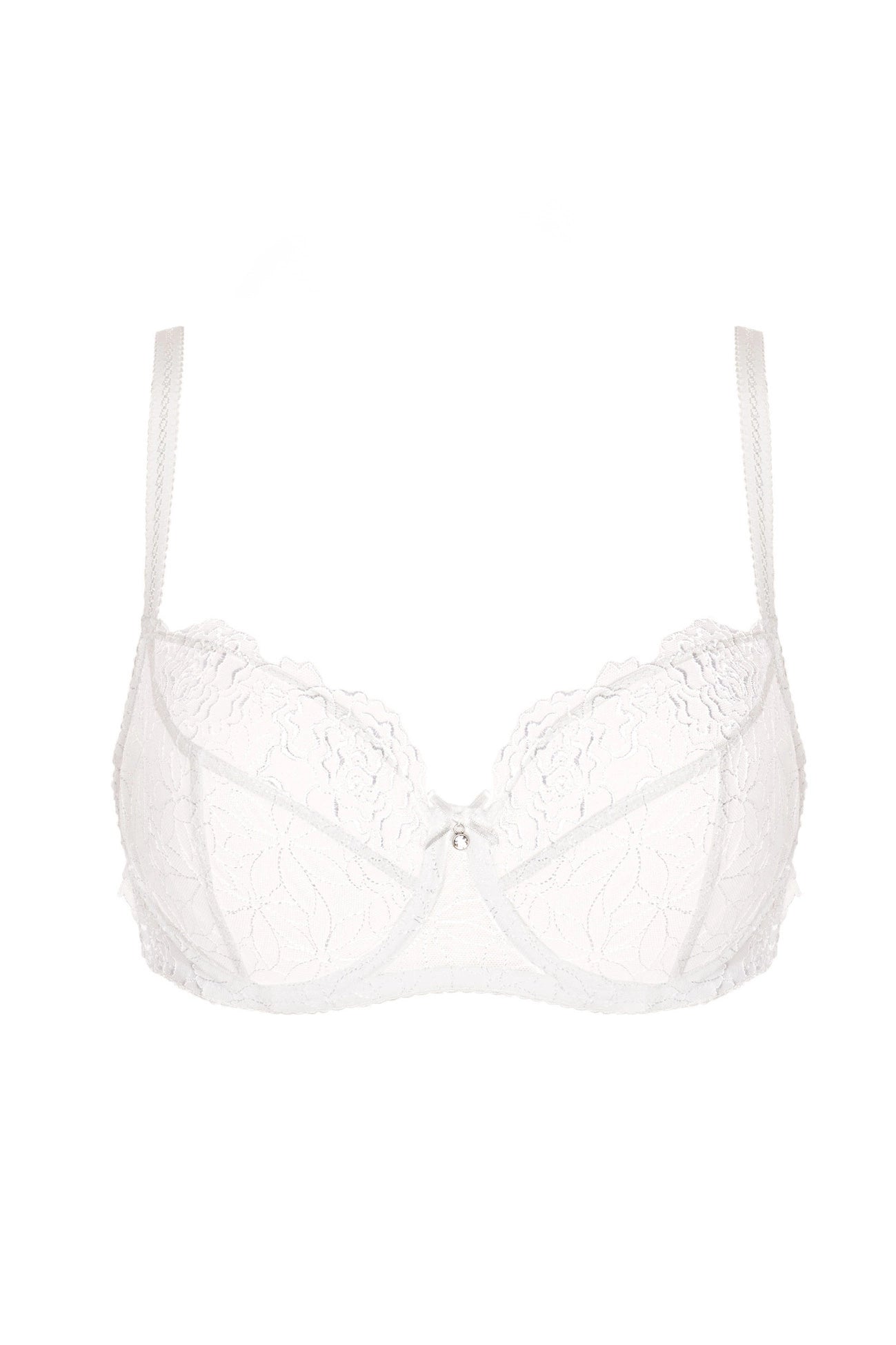 Reggiseno Morbido con Ricami Floreali e Ferretto Pamela Bianco
