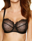 Reggiseno Morbido con Ricami Floreali e Ferretto Pamela Nero