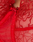 Reggiseno Morbido con Ricami Floreali e Ferretto Pamela Rosso