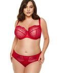 Reggiseno Morbido con Ricami Floreali e Ferretto Pamela Rosso