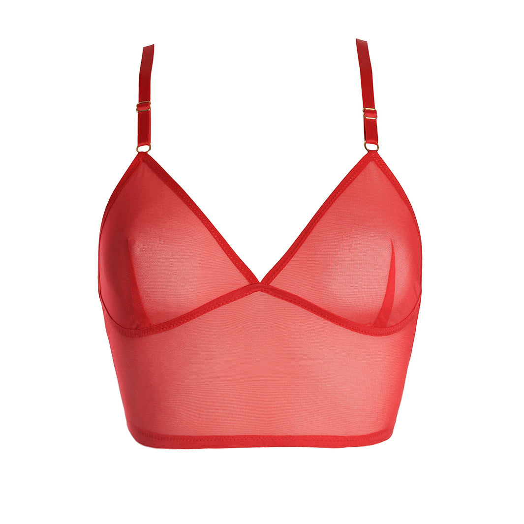 Top a triangolo in rete rossa - The Game Lingerie