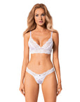 Completo Sexy Bianco in Mesh con Ricami Floreali e Perizoma Heavenlly | Obsessive 180767