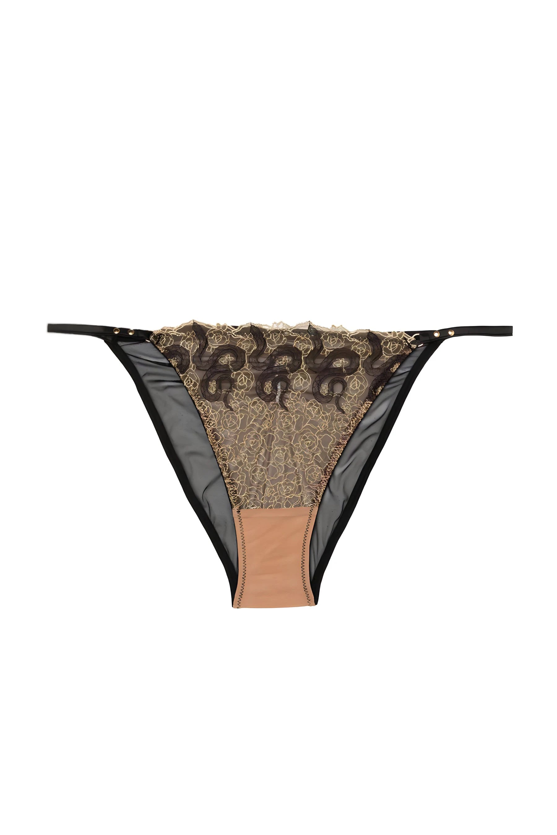 Slip Tanga - Amal con ricamo dorato e serpenti - The Game Lingerie