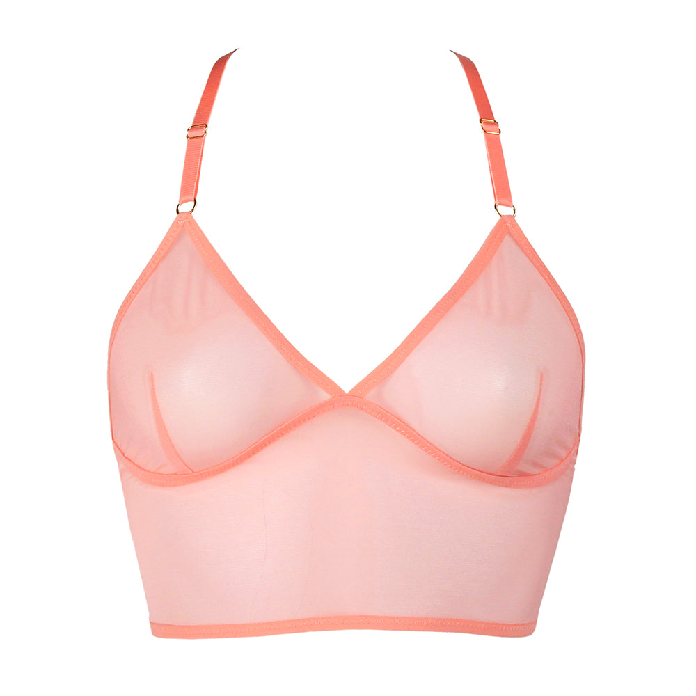 Top a triangolo PEACH in rete color pesca - The Game Lingerie