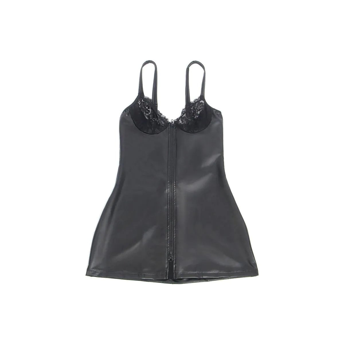Abito Corto in Ecopelle con Pizzo e Zip Frontale Nero | Subblime - SUBBLIME DRESSES - Intimo per le occasioni speciali | The Game Lingerie