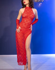 Abito in Pizzo con Scollatura a Spalle Scoperte, Guanti e Perizoma | Chilirose - CHILIROSE DRESSES - Intimo per le occasioni speciali | The Game Lingerie