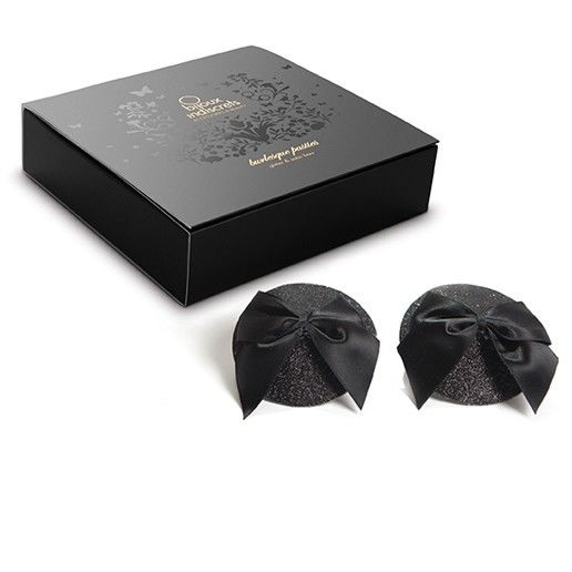 BIJOUX - COPRICAPEZZOLI BURLESQUE LUCIDI CON FIOCCO - BIJOUX BURLESQUE PASTIES - Intimo per le occasioni speciali | The Game Lingerie