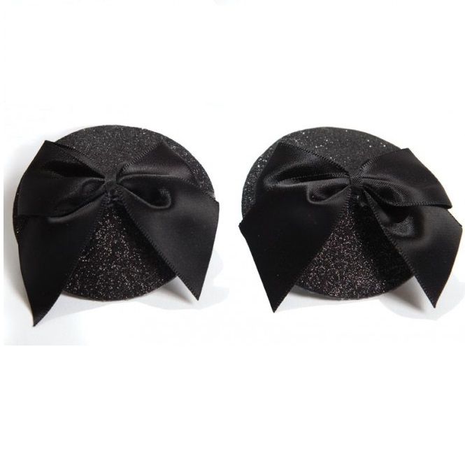 BIJOUX - COPRICAPEZZOLI BURLESQUE LUCIDI CON FIOCCO - BIJOUX BURLESQUE PASTIES - Intimo per le occasioni speciali | The Game Lingerie