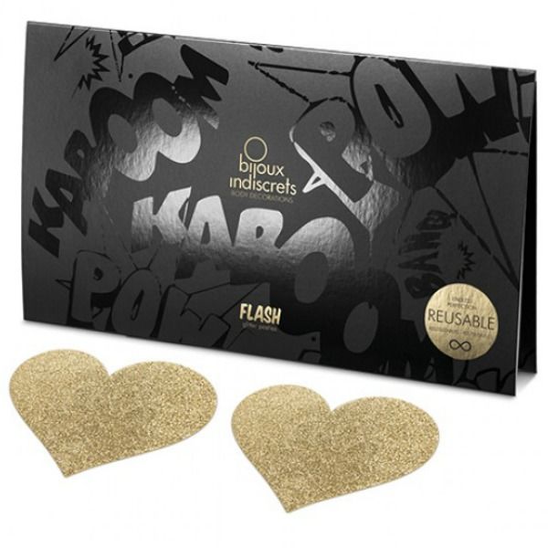 BIJOUX - INDISCRETS COPRI CAPEZZOLI FLASH CUORE DORATO - BIJOUX FLASH COLLECTION - Intimo per le occasioni speciali | The Game Lingerie