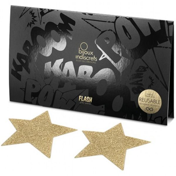 BIJOUX - INDISCRETS COPRI CAPEZZOLI FLASH GOLDEN STAR - BIJOUX FLASH COLLECTION - Intimo per le occasioni speciali | The Game Lingerie