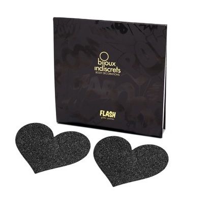 BIJOUX - INDISCRETS FLASH NERO TAGLI CAPEZZOLI CUORE - BIJOUX FLASH COLLECTION - Intimo per le occasioni speciali | The Game Lingerie