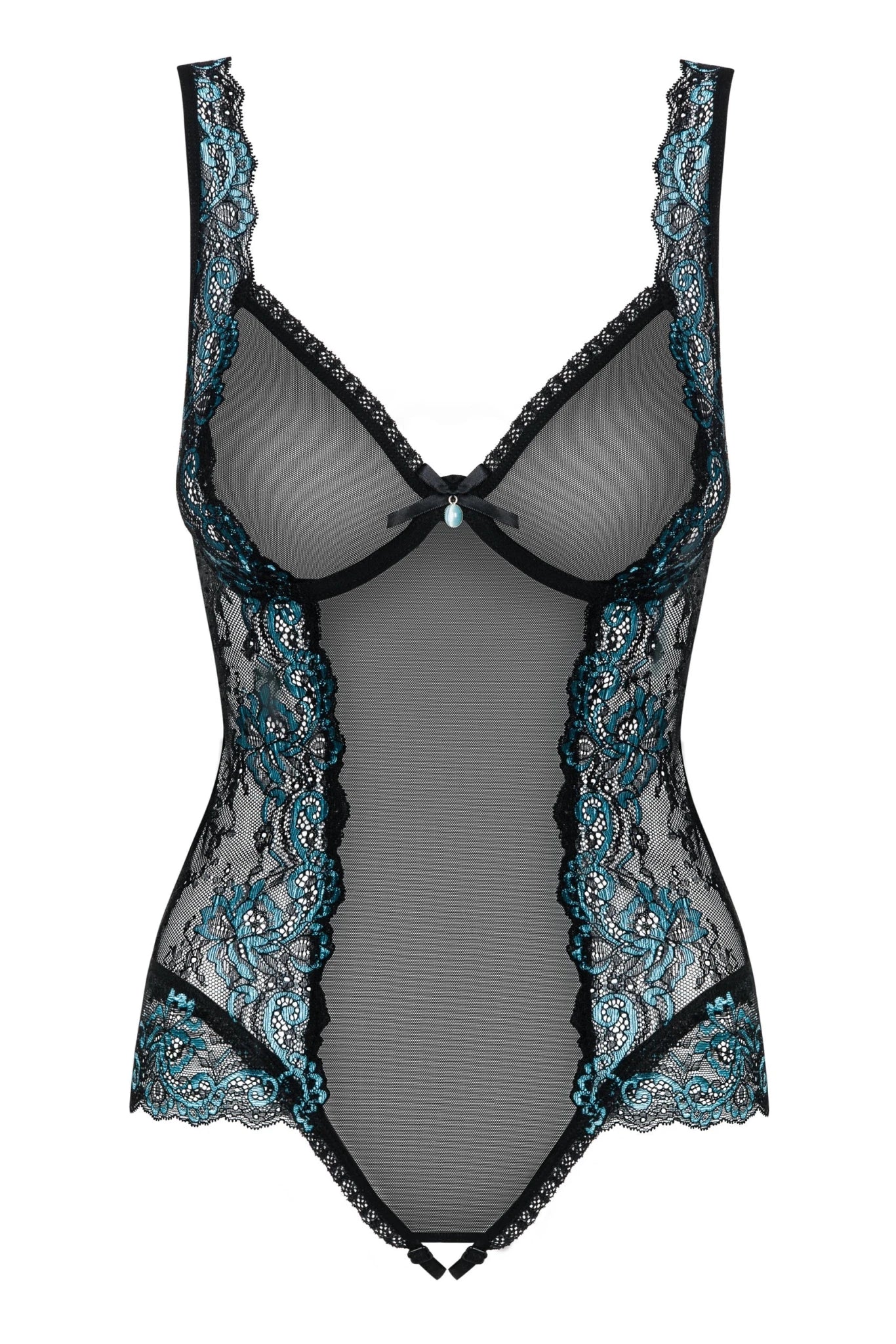 Body Aperto teddy a Rete con Pizzo Turchese Amanta | Obsessive - Obsessive - Intimo per le occasioni speciali | The Game Lingerie