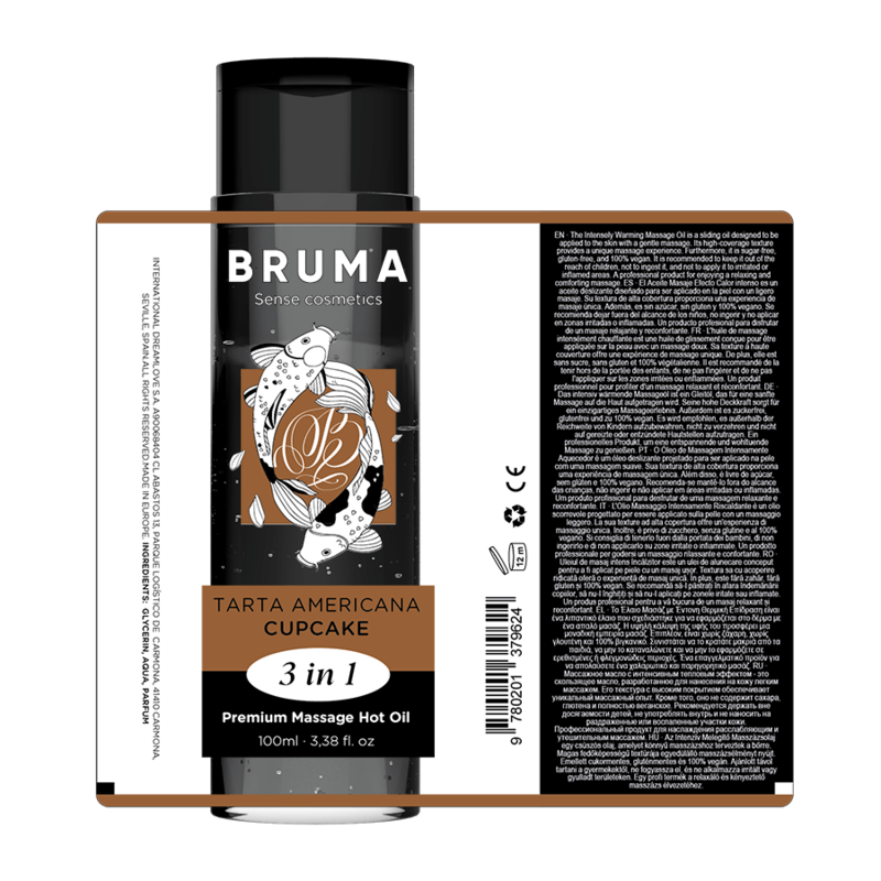 BRUMA - OLIO DA MASSAGGIO PREMIUM EFFETTO CALORE FRAGRANZA CUPACKE 3 IN 1 - 100 ML - BRUMA - Intimo per le occasioni speciali | The Game Lingerie