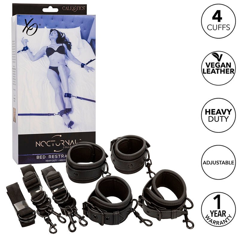 CALEXOTICS - NOCTURNAL CINGHIE PER LETTO IN PELLE REGOLABILI NERE - CALEXOTICS - Intimo per le occasioni speciali | The Game Lingerie