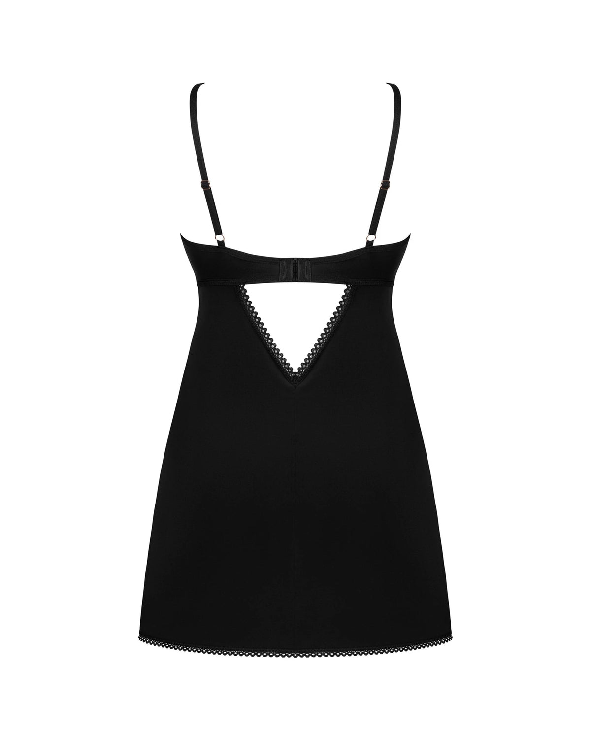 Chemise Nera in Velluto e Rete con Ferretti e Perizoma Rosenty | Obsessive 185990 - Obsessive - Intimo per le occasioni speciali | The Game Lingerie