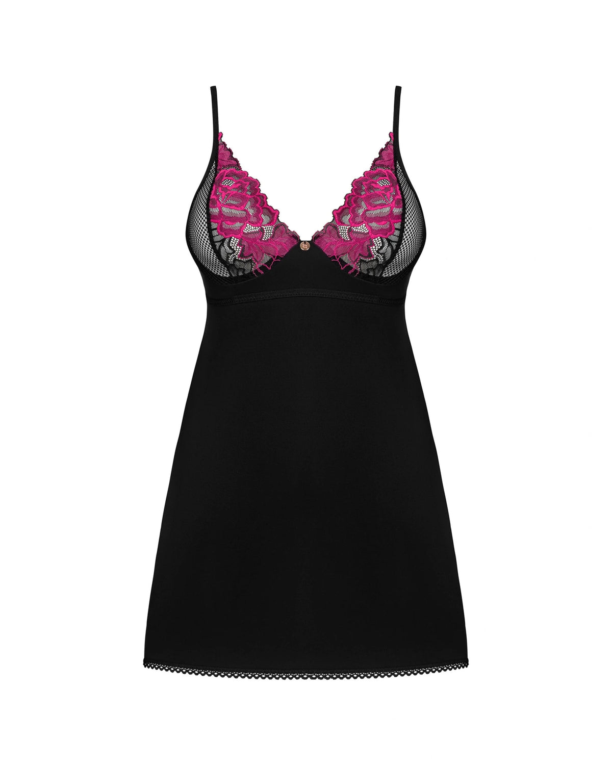 Chemise Nera in Velluto e Rete con Ferretti e Perizoma Rosenty | Obsessive 185990 - Obsessive - Intimo per le occasioni speciali | The Game Lingerie