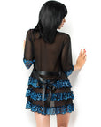 CHILIROSE - CR 3837 PEGNOIR BLU E NERO L/XL - CHILIROSE BABYDOLLS - Intimo per le occasioni speciali | The Game Lingerie