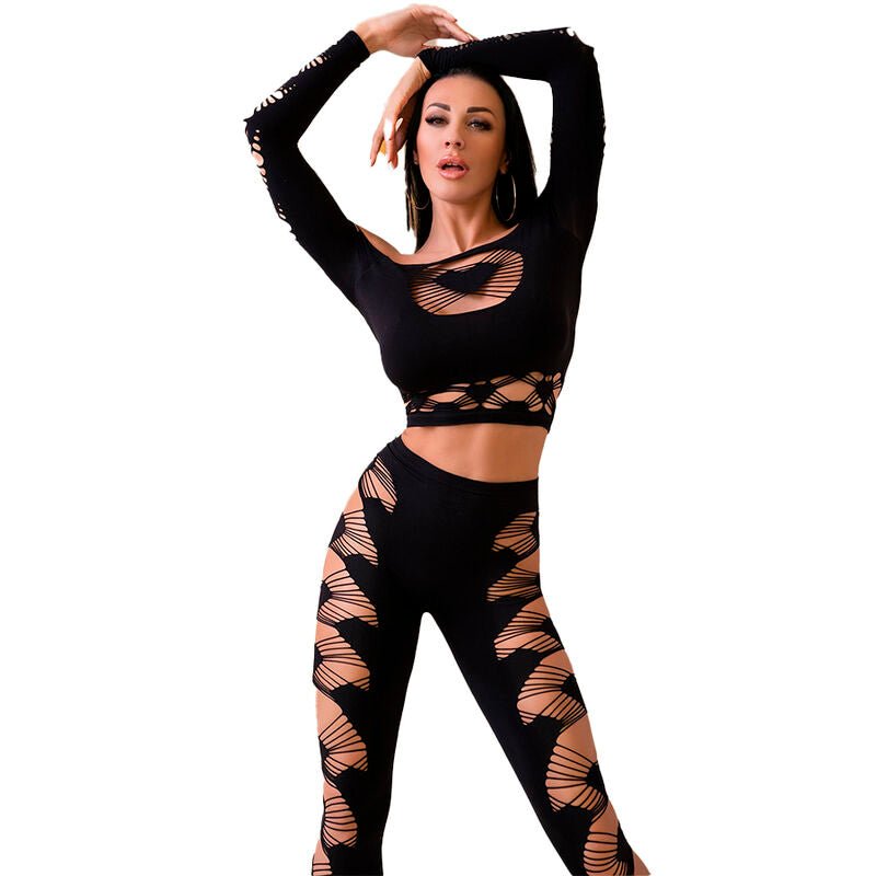 CHILIROSE - CR 4436 TOP E LEGGINS NERO S/L - CHILIROSE SETS - Intimo per le occasioni speciali | The Game Lingerie