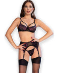 CHILIROSE - CR 4693 SET QUATTRO PEZZI ROSSO/NERO S - CHILIROSE SETS - Intimo per le occasioni speciali | The Game Lingerie