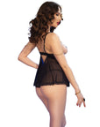 CHILIROSE - CR 4715 SET BABYDOLL QUATTRO PEZZI NERO M - CHILIROSE BABYDOLLS - Intimo per le occasioni speciali | The Game Lingerie