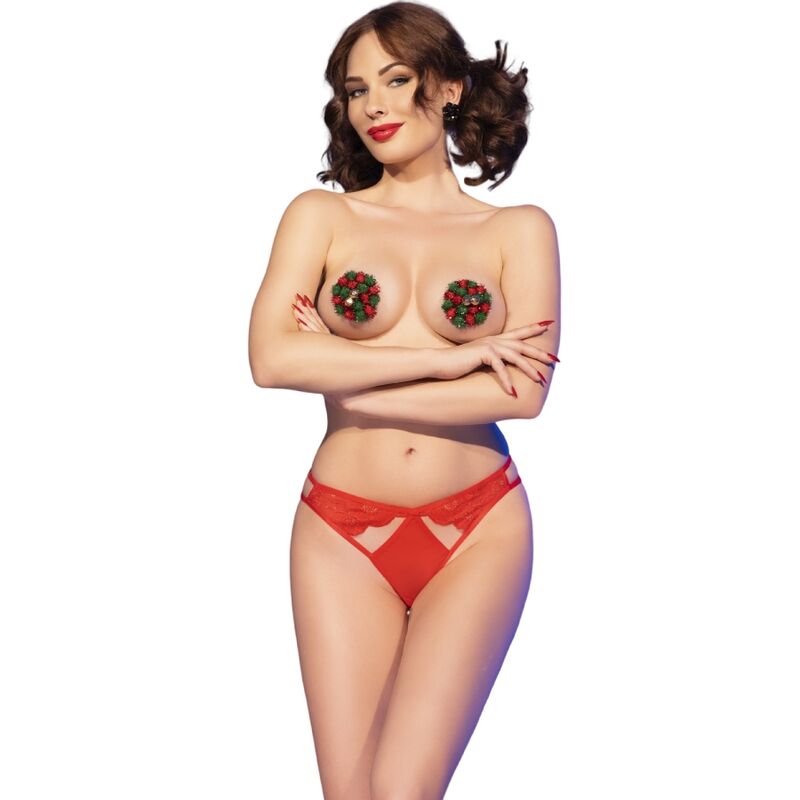 CHILIROSE - CR 4839 SET NATALE COPRI CAPEZZOLI + SLIP ROSSO L/XL - CHILIROSE SETS - Intimo per le occasioni speciali | The Game Lingerie