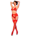 CHILIROSE - CR 4848 SET REGGISENO IN PIZZO ROSSO + PERIZOMA + CALZE T - CHILIROSE SETS - Intimo per le occasioni speciali | The Game Lingerie