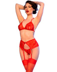 CHILIROSE - CR 4848 SET REGGISENO IN PIZZO ROSSO + PERIZOMA + CALZE T - CHILIROSE SETS - Intimo per le occasioni speciali | The Game Lingerie