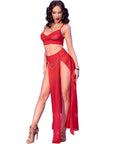 CHILIROSE - CR 4850 SET TOP E LEGGINGS ROSSI CON ACCESSORI DORATI M - CHILIROSE SETS - Intimo per le occasioni speciali | The Game Lingerie