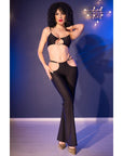 CHILIROSE - CR 4851 SET TOP E LEGGINGS NERI CON ACCESSORI DORATI S - CHILIROSE SETS - Intimo per le occasioni speciali | The Game Lingerie