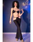 CHILIROSE - CR 4851 SET TOP E LEGGINGS NERI CON ACCESSORI DORATI S - CHILIROSE SETS - Intimo per le occasioni speciali | The Game Lingerie